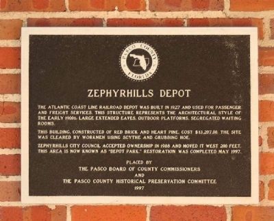 Zephyrhills Depot Marker. Click for full size. Zephyrhills Depot Marker image. Click for full size.