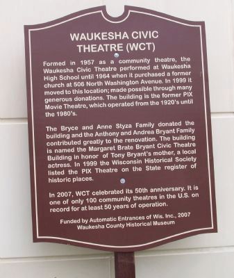 Waukesha Civic Theatre (WCT) Marker image. Click for full size.