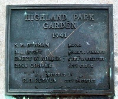 Highland Park Garden Marker. Click for full size. Highland Park Garden Marker image. Click for full size.