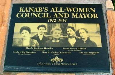 Kanab's All-Women Council and Mayor Marker. Click for full size. Kanab's All-Women Council and Mayor Marker image. Click for full size.