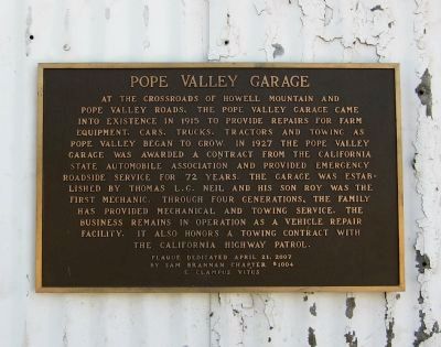 Pope Valley Garage Marker image. Click for full size.