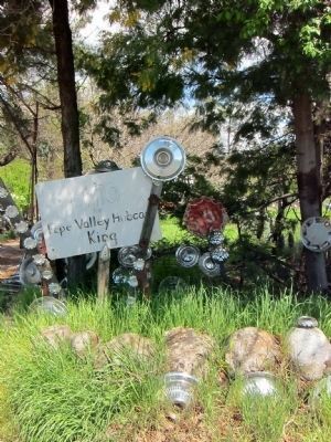 "Lito the Pope Valley Hubcap King" - sign to the right of driveway image. Click for full size.