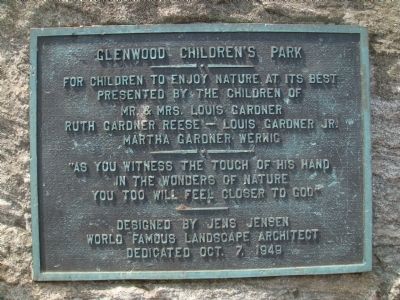 Glenwood Children's Park Marker. Click for full size. Glenwood Children's Park Marker image. Click for full size.