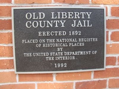 Old Liberty County Jail NRHP plaque image. Click for full size.