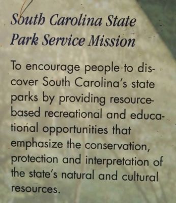 Welcome to Baker Creek State Park Marker -<br>South Carolina State Park Service Mission image. Click for full size.