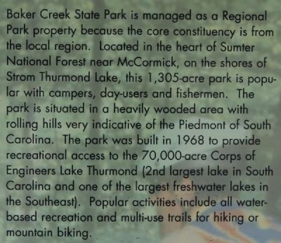Welcome to Baker Creek State Park Marker image. Click for full size.