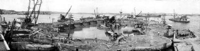 USS Maine wreckage in Havana Harbor image. Click for full size.