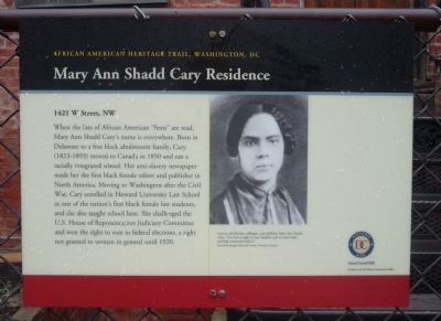 Mary Ann Shadd Cary Residence Marker image. Click for full size.