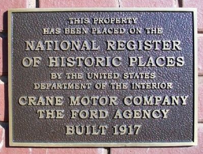 Crane Motor Company Marker. Click for full size. Crane Motor Company Marker image. Click for full size.