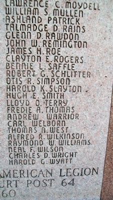 Lincoln County War Memorial Honor Roll. Click for full size. Lincoln County War Memorial Honor Roll image. Click for full size.