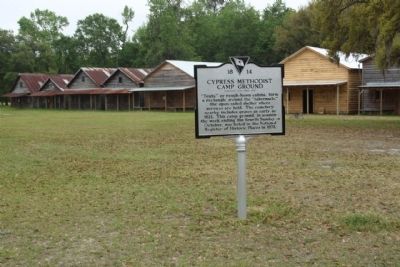 Cypress Methodist Camp Ground Marker, located in the center of the campground image. Click for full size.