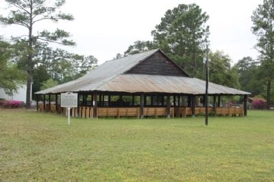 Cypress Methodist Camp Ground Marker and the “tabernacle,” image. Click for full size.