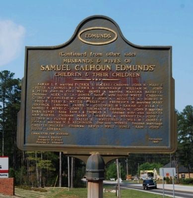 Samuel Calhoun Edmunds Marker (reverse) image. Click for full size.