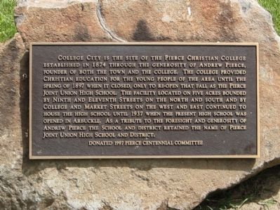 Pierce Christian College Marker. Click for full size. Pierce Christian College Marker image. Click for full size.