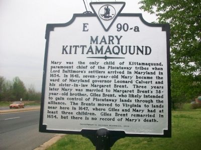 Mary Kittamaquund Marker image. Click for full size.