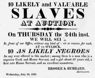 Notice of Slave Auction, Richmond, Virginia, 1823 image. Click for full size.