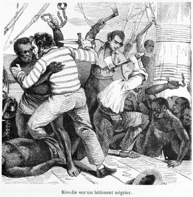 Revolt Aboard Slave Ship, 19th cent. image. Click for full size.