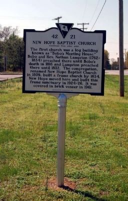 New Hope Baptist Church Marker -<br>Reverse image. Click for full size.
