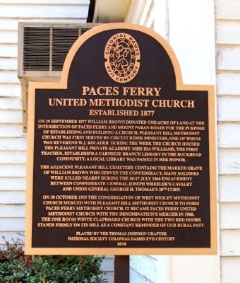 Paces Ferry United Methodist Church Marker image. Click for full size.