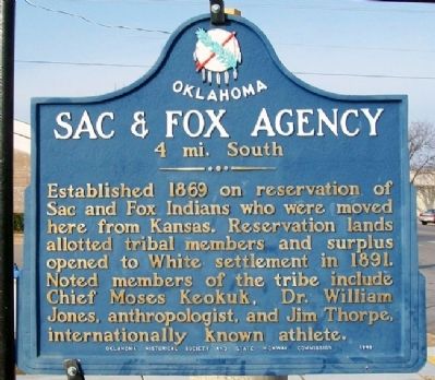 Sac & Fox Agency Marker image. Click for full size.