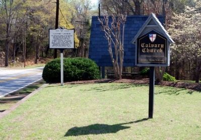 Calvary Church Sign and Marker -<br>Looking East Along S.C. Highway 150 image. Click for full size.