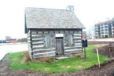 Birthplace of Des Moines cabin and marker. image. Click for full size.