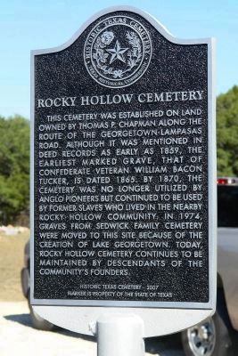 Rocky Hollow Cemetery Marker. Click for full size. Rocky Hollow Cemetery Marker image. Click for full size.