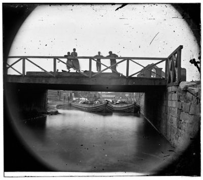 Bridge over Kanawha Canal, circa 1865 image. Click for full size.