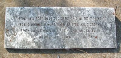 SFC Donald J. Hurt, US Army Memorial image. Click for full size.