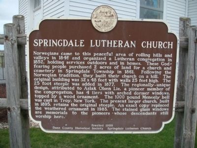 Springdale Lutheran Church Marker image. Click for full size.