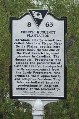 French Huguenot Plantation Marker image. Click for full size.