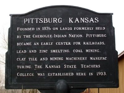 Pittsburg Kansas Marker image. Click for full size.