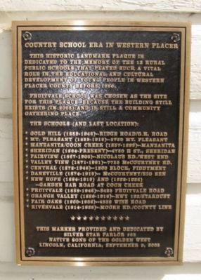 Country School Era in Western Placer Marker image. Click for full size.