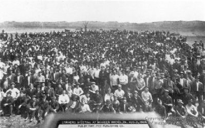 The Pressed Steel Car Company strikers meeting at McKees Rocks, PA. image. Click for full size.