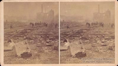 Ruins of the Shops at 27th Street following the railroad strike riots in Pittsburgh. image. Click for full size.