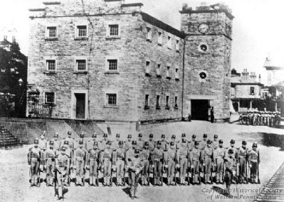 The Duquesne Greys in front of the Allegheny Arsenal image. Click for full size.