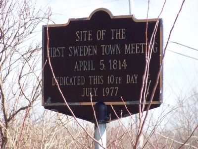 Site of the First Sweden Town Meeting Marker. Click for full size. Site of the First Sweden Town Meeting Marker image. Click for full size.