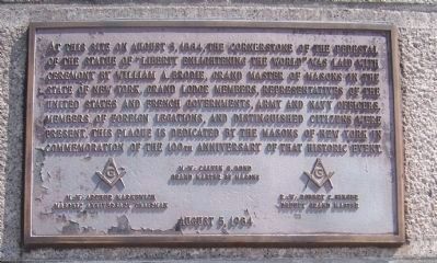 Cornerstone of the Statue of Liberty Pedestal Marker image. Click for full size.