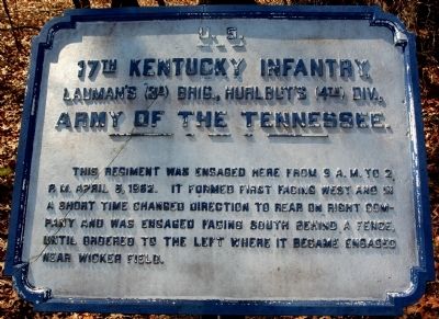17th Kentucky Infantry Marker. Click for full size. 17th Kentucky Infantry Marker image. Click for full size.