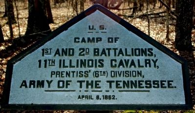 Camp of 1st and 2nd Battalions, 11th Illinois Cavalry Marker image. Click for full size.