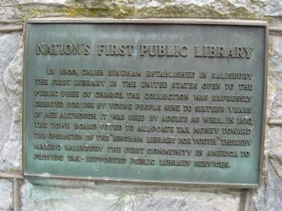 Nation's First Public Library Marker image. Click for full size.