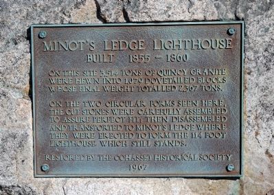 Minot’s Ledge Lighthouse Marker. Click for full size. Minot’s Ledge Lighthouse Marker image. Click for full size.