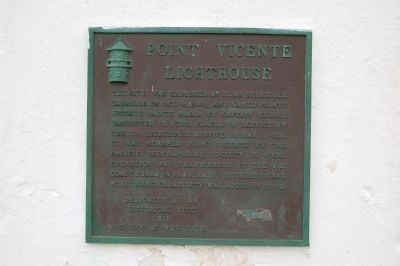 Point Vicente Lighthouse Marker. Click for full size. Point Vicente Lighthouse Marker image. Click for full size.
