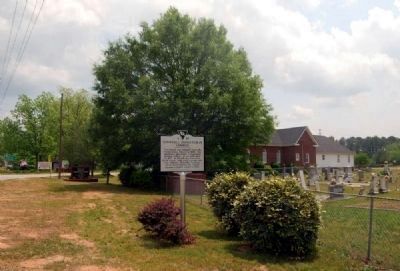 Townville Presbyterian Church Marker -<br>Church and Cemetery in Background image. Click for full size.