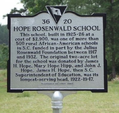 Hope Rosenwald School Marker image. Click for full size.