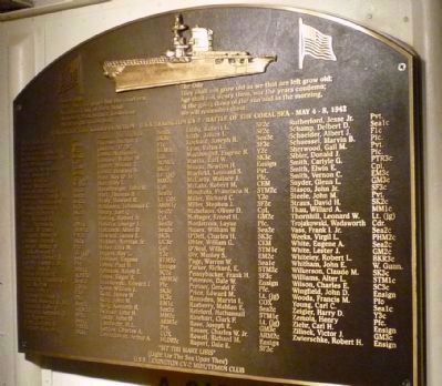 Memorial to the crew of "CV-2", the first carrier <i>Lexington</i> image. Click for full size.