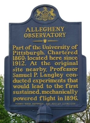 Allegheny Observatory Marker image. Click for full size.