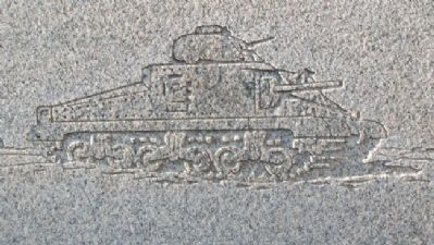 Tank on World War II Memorial image. Click for full size.