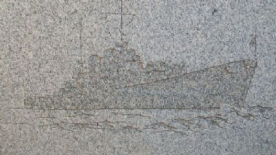 Ship on World War II Memorial. Click for full size. Ship on World War II Memorial image. Click for full size.