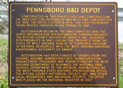 Pennsboro B&O Depot Marker image. Click for full size.
